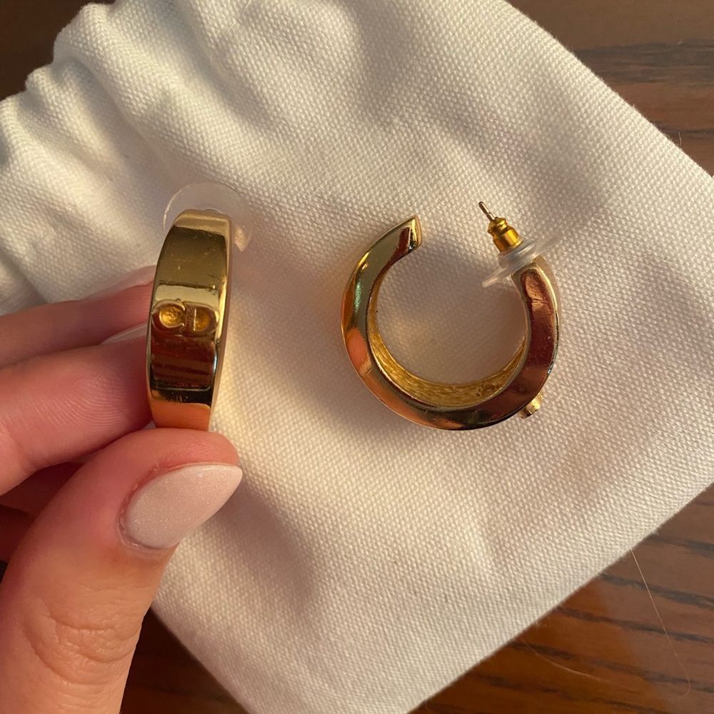 Authentic Vintage Dior CD mini hoops
